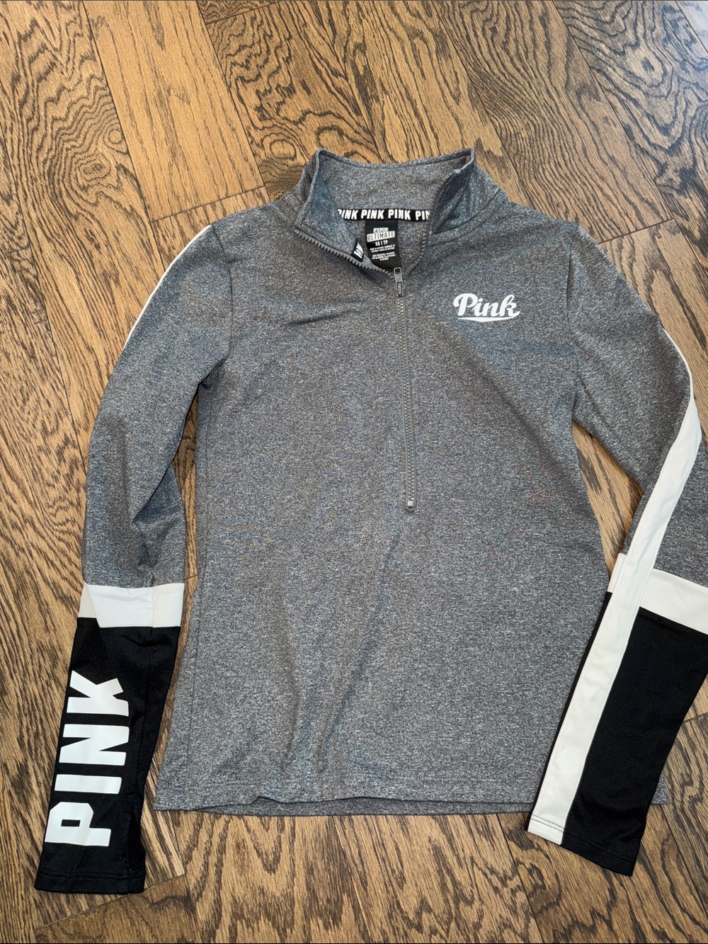 PINK Victoria's Secret Grey Heather Zip-Up Pullover